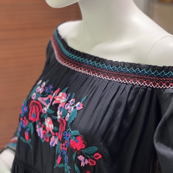 FREE PEOPLE  black with colourful embroidered boho dress. - Picture 7 of 7